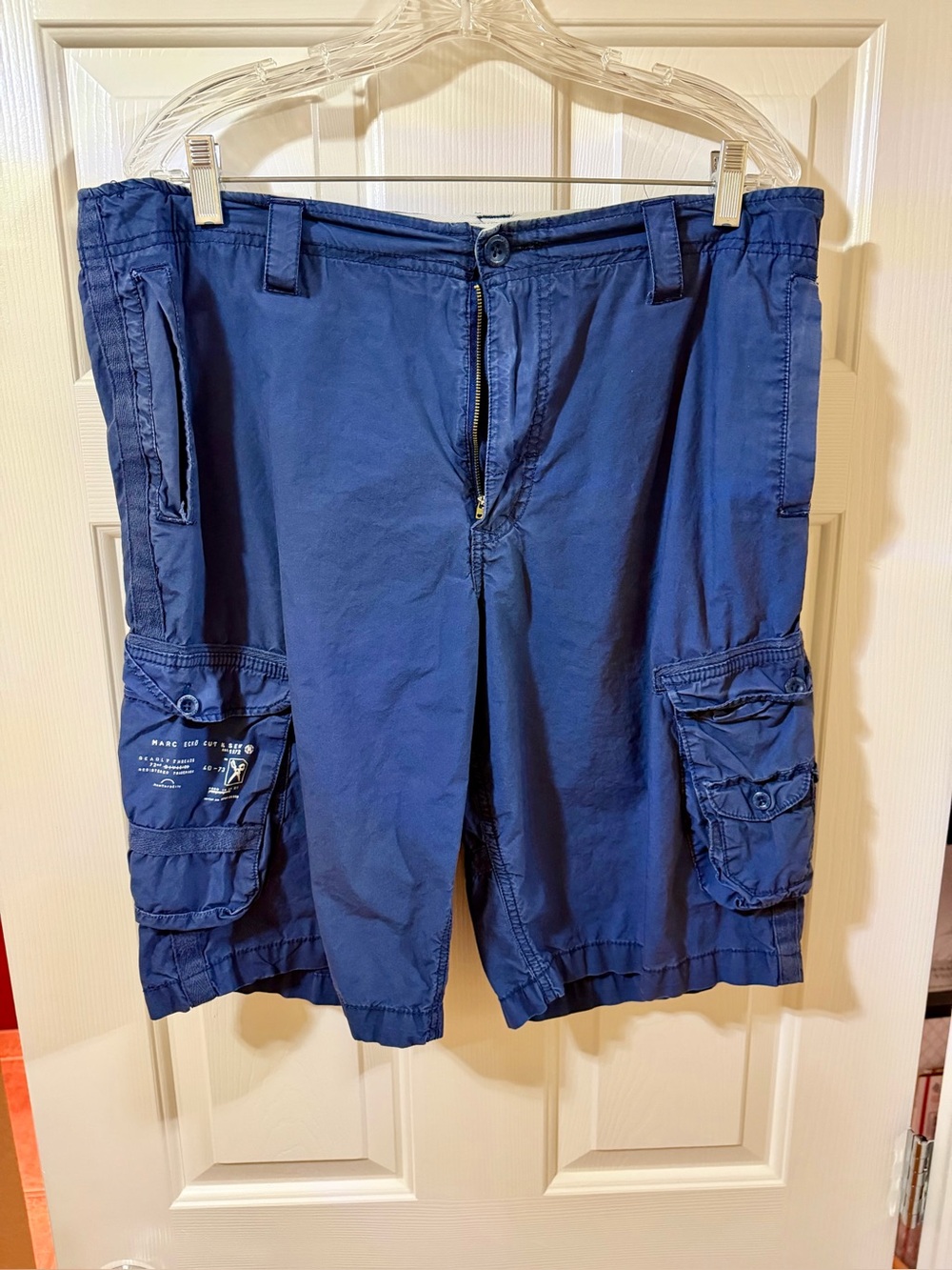 Marc Ecko Cut & Sew Cargo Shorts Mens 36 Navy Blue Streetwear Y2K Skater